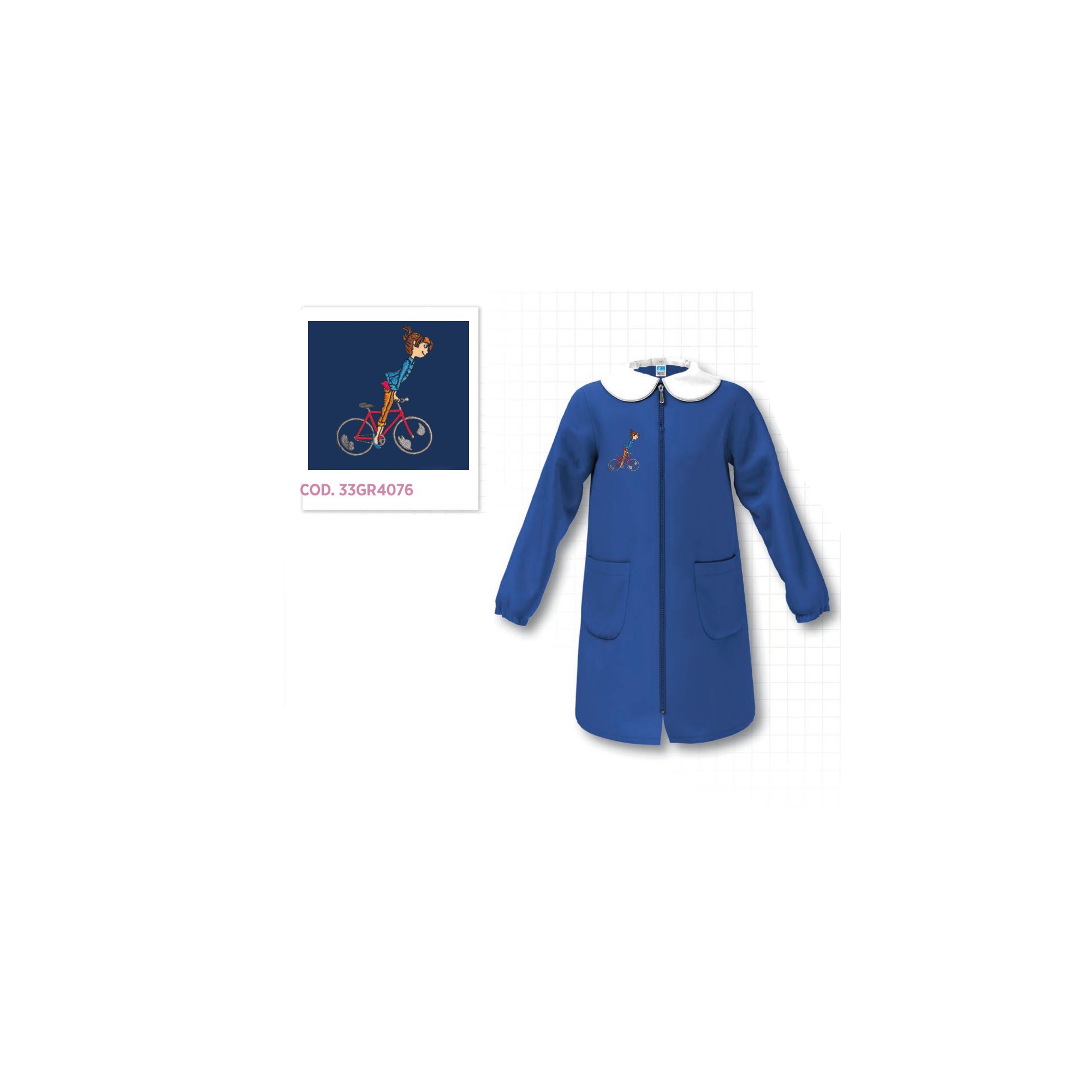 GREMBIULE ELEMENTARE SCUOLA BLUETTE CON ZIP