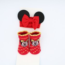 SET NEONATA MINNIE CALZINI E FASCIA DISNEY NATALE